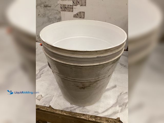 Lot 49-5488538 - QTY 3 - Vigoro Inez Medium Chalk High-Density Resin Planter (12.1 in. L x 12.1 x W x 10.9 in. H). Mo...