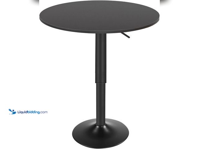 Lot 49-5544195 - HOOBRO Bar Table, Height-Adjustable Round Pub Table 27-35.4 Inches, Cocktail Table with Sturdy Base,...