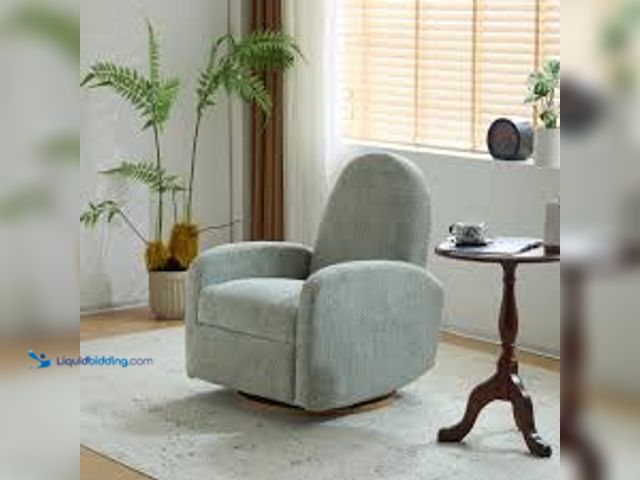 Lot 49-5483546 - CHRISTOPHER KNIGHT HOME Xorath Modern Upholstered Boucle Glider Recliner, 360° Swivel, Light Green. ...