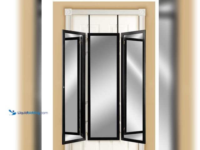 Lot 49-3471541 - 14" X 48" Mirror Triple View Professional Over The Door Dressing Mirror with 3 Mirrors, Black, Model...