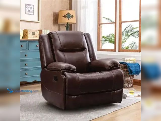 Lot 49-1630919 - Large Brown Leather Manual Recliner Model #RR5211JY51D-F198-V198, Slightly Used, Has Attachments, Sc...