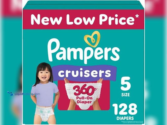Lot 49-5410394 - Pampers Diapers - Cruisers 360 - Size 5, 128 Count, Babyproof up to 100% Leakproof Pull-On Diaper. [...