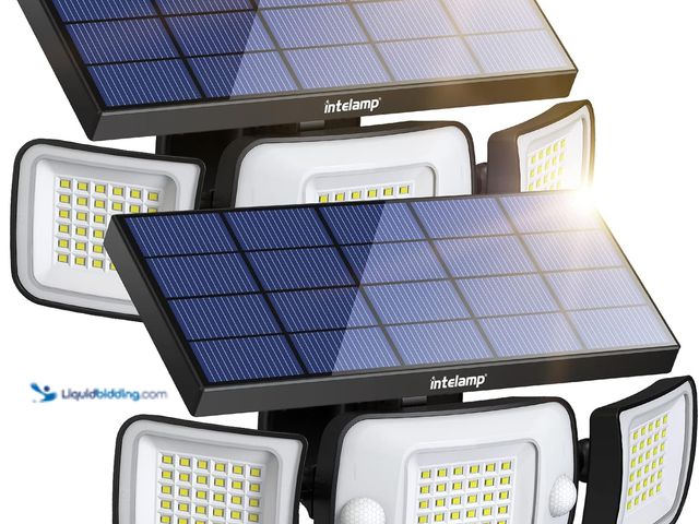 Lot 49-3528368 - intelamp Solar Outdoor Lights,6000mAh Motion Sensor with Dual Sensors,Waterproof Solar Flood Lights ...