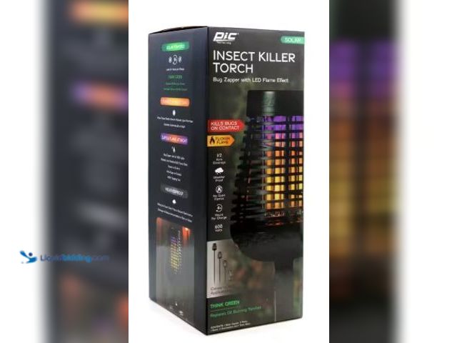Lot 49-1516938 - PIC Adjustable Outdoor Solar Insect Killer Torch with LED Flame Effect, Model # DFST, unused.  Ref#H...