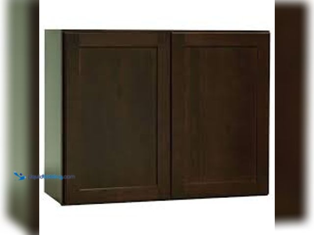Lot 49-5479060 - Hampton Bay Shaker 30 in. W x 12 in. D x 24 in. H Assembled Wall Bridge Cabinet in Java. Model # KW3...
