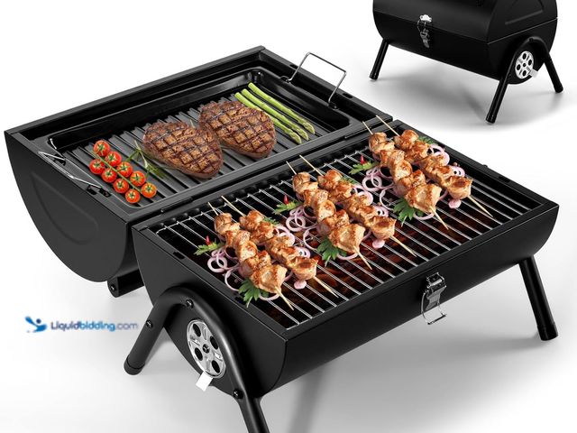 Lot 49-5408715 - Joyfair Portable Charcoal Grill (2 IN 1 Double-Sided), Small Tabletop Barbecue Grill. [ASIN: B0DQPY4...