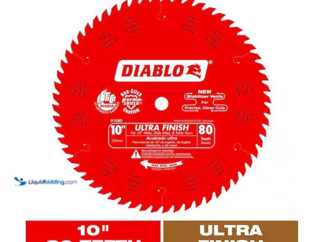 Lot 49-1576537 - Diablo 10in. x 80-Tooth Ultra Finish Saw Blade for Wood Model # D1080X, Unused, Factory Packed  Ref#...