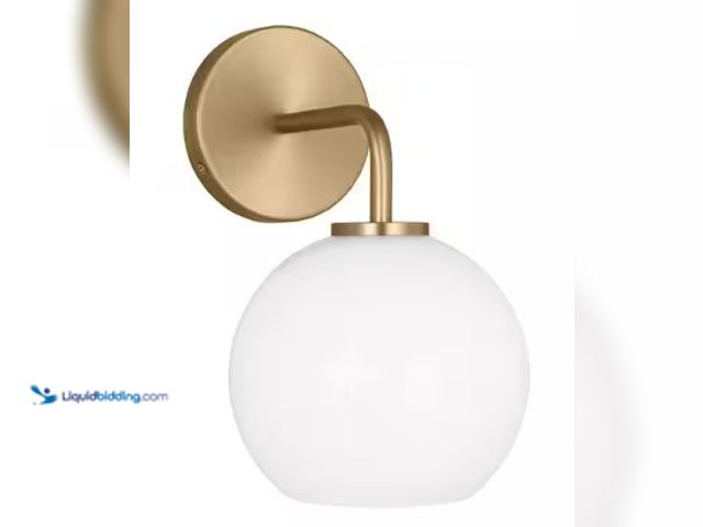 Lot 49-2025703 - Generation Lighting Orley 6.25 in. 1-Light Satin Brass Bathroom Vanity Light with Milk Glass Shade, ...