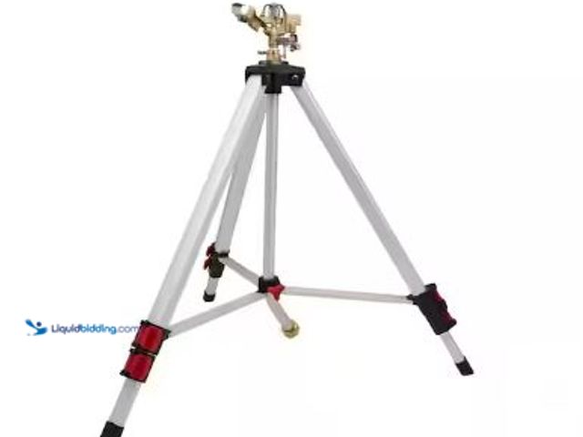 Lot 49-1549255 - Husky Metal Pulsating Sprinkler with Tripod and Heavy-Duty Brass 2-Way Shut-Off Hose Faucet Adapter ...