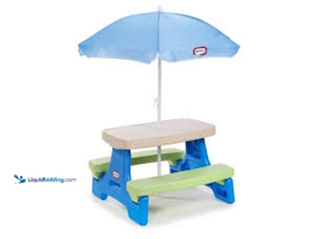 Lot 49-5476648 - Little Tikes Easy Store Jr. Play Table with Umbrella. Model #050743629945. Unused.