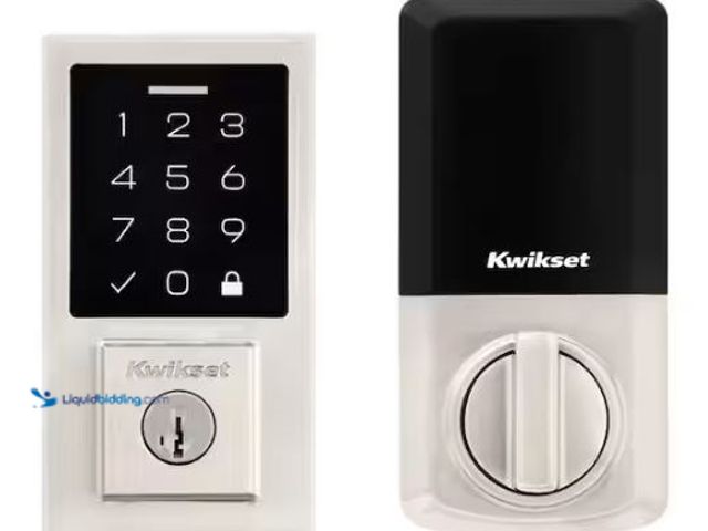 Lot 49-1573194 - Kwikset SmartCode 270 Contemporary Satin Nickel Touchpad Single Cylinder Electronic Deadbolt Featuri...