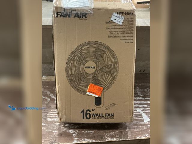 Lot 49-3565698 - FanFair Wall Mount Fan 16 Inch Powerful with Remote Control, Timer, Quiet Cooling, Durable Plastic G...