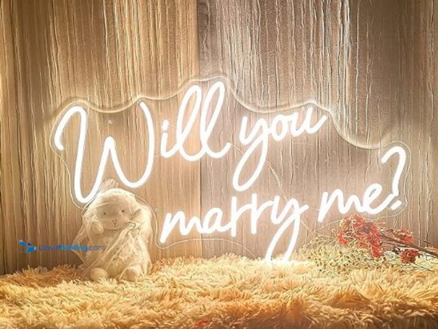 Lot 49-1576816 - Will You Marry Me Neon Sign 25.2"×15" Warm White with Lights for Proposal Wedding Decorations Marry ...