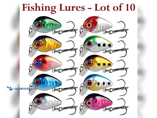 Lot 49-3435362 - Lot of 10 Crankbait Fishing Lures 1.02" 2.1g - NEW - The set includes a variety of colorful and real...