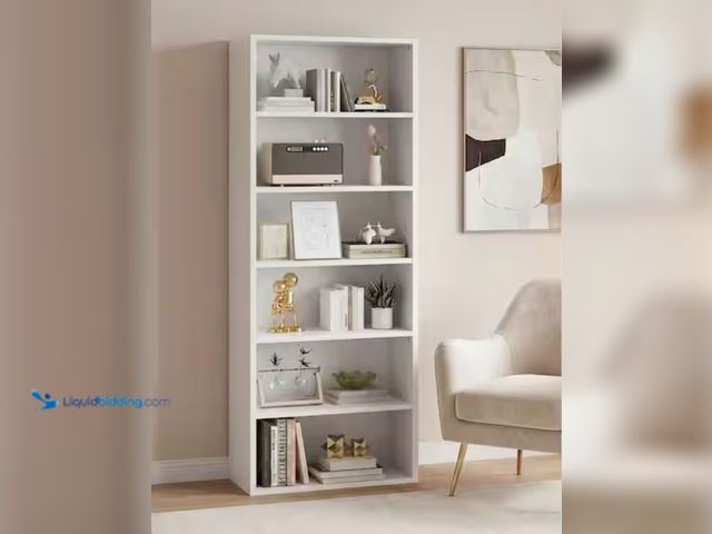 Lot 49-2001033 - LACOO 70.8 in. Tall White Wood 6-Shelf Standard Bookcase, Floor Standing Bookshelf for Home Office L...