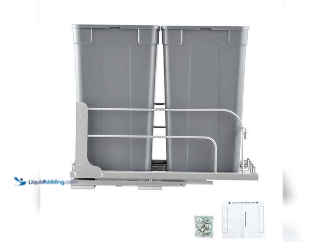 Lot 49-2021735 - SKYSHALO Pull-Out Trash Can 27 qt. x2, Under Mount Kitchen Bin, Heavy Duty Soft-Close Bin with Door ...
