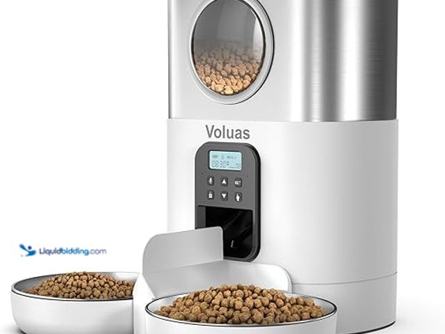 Lot 49-3527723 - VOLUAS Automatic Cat Feeders for Two Cats,Stainless Steel 5L Pet Feeder for Cats and Dogs Timed Cat ...