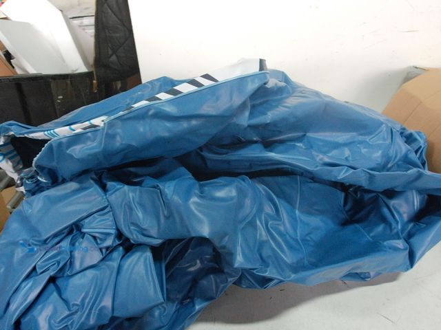 Lot 49-1569726 - Pool Float Blowup Raft, Blue and White, Slightly used.  Ref#AMABLU0114