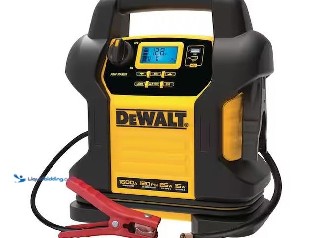 Lot 49-1572109 - DEWALT 1600 Peak Amp Jump Starter with Digital Compressor and USB Power Bank Model # DXAEJ14, Unused...
