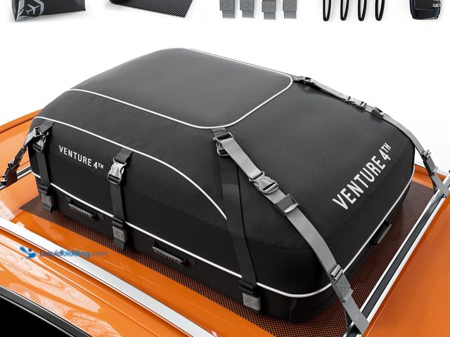 Lot 49-5437552 - VENTURE 4TH Rooftop Cargo Carrier - 21 Cubic Feet Waterproof Car Roof Cargo Bag with Tie-Down & Comp...