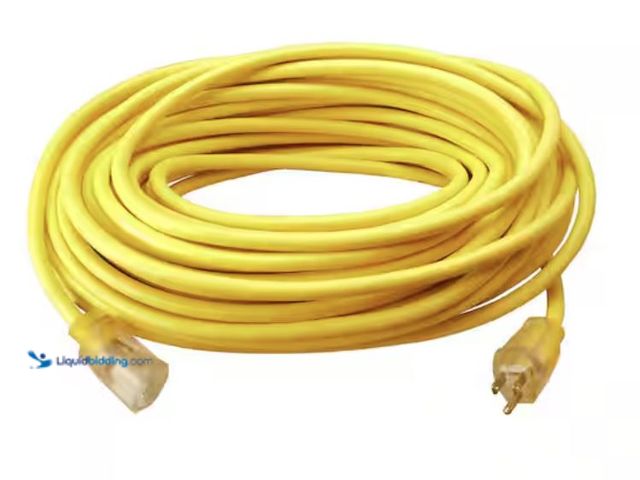 Lot 49-2001581 - Southwire 50 ft. 12/3 SJTW Hi-Visibility Outdoor Heavy-Duty Extension Cord with Power Light Plug, Mo...