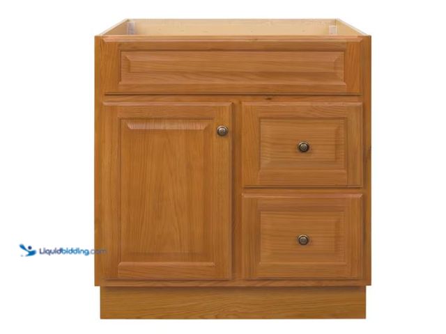 Lot 49-1624711 - Glacier Bay Hampton 30 in. Bathroom Vanity Cabinet without Top in Oak (Assembled) Model # HOA30D, Ne...