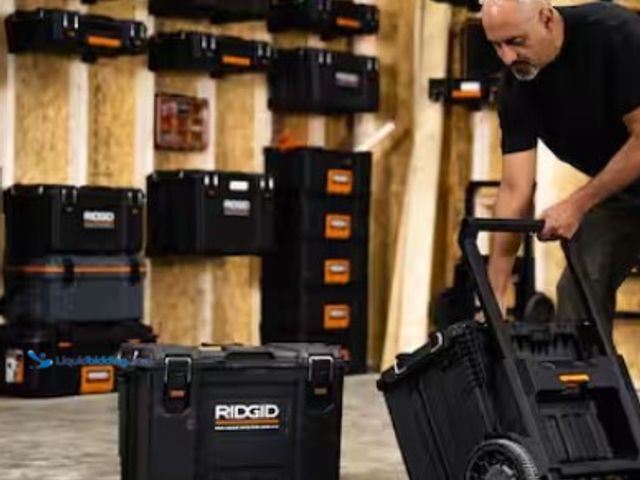 Lot 49-1574827 - RIDGID Pro Gear System Gen 2.0 Stackable 25 in. All-Terrain Rolling Tool Box, Model # 254065, Slight...