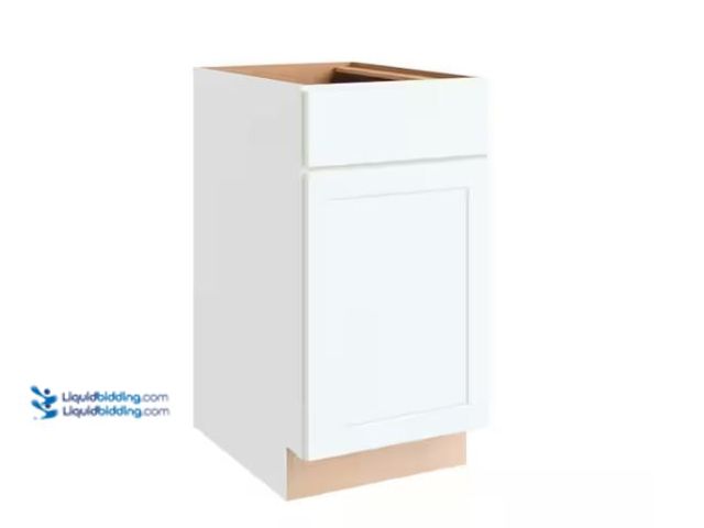Lot 49-5581661 - Hampton Bay Courtland 18"W x 24"D x 34.5"H Assembled Shaker Base Kitchen Cabinet in Polar White (Mod...