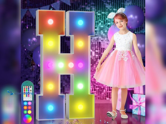 Lot 49-5483730 - imprsv 4FT Colorful Marquee Letters H, 18 Colors Large Light up Letters Alphabet Sign with Remote, L...