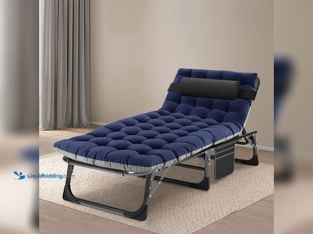 Lot 49-3563813 - BOSQUE Folding Camping Cot, Adjustable Camping Cot for Adults, Portable Reclining Lounge Chair with ...