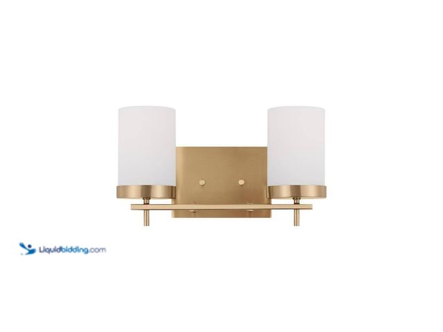 Lot 49-5413096 - Generation Lighting
Zire 14 in. 2-Light Satin Brass Dimmable Bath Vanity Light with Etched White Gl...