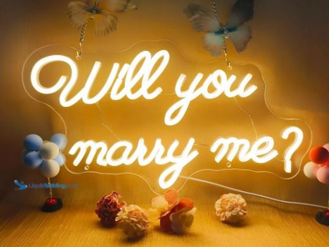 Lot 49-3432071 - Will You Marry Me Neon Sign Warm White, Dimmable Will You Marry Me LED Light Up Sign USB for Proposa...