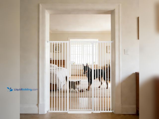 Lot 49-5553659 - Lumizone Extra Tall Cat Gate 55.12" High 29.92"-59.44" Wide Pet Gate White | Dog Gate for Doorway Ha...