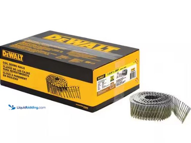 Lot 49-1573895 - DEWALT 1-3/4 in. x 0.080 in. Galvanized Metal Ring Shank Coil Nails (4200 Pieces) Model # DWC5R80BDG...