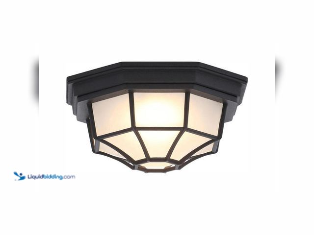 Lot 49-5416174 - Hampton Bay 10.5 in. 1 Light Black Weather Resistant Integrated LED Outdoor Ceiling Light Flush Moun...