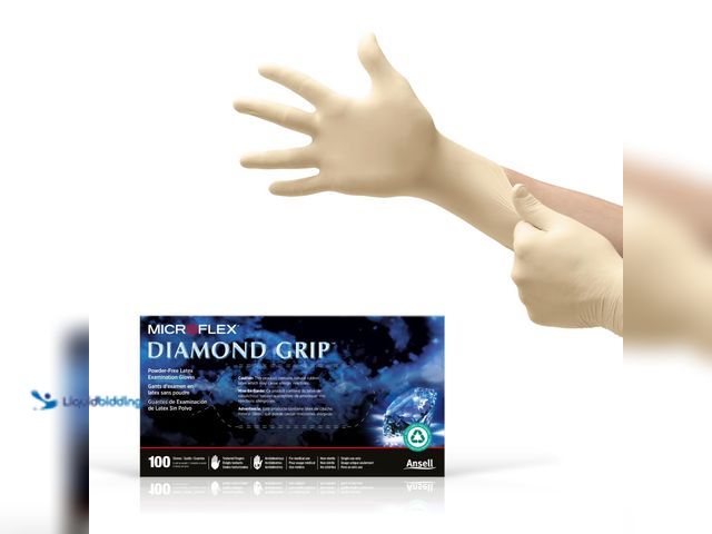 Lot 49-5405755 - Ansell MICROFLEX Diamond Grip MF-300 Disposable Latex Gloves for Automotive, Healthcare, Machinery I...