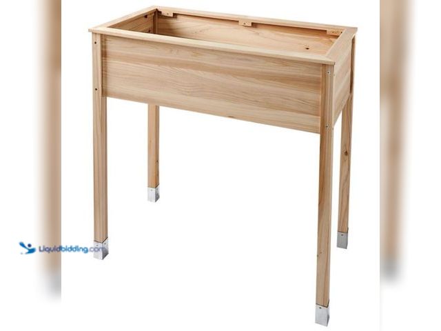 Lot 49-1631214 - Belavi Wooden Raised Planter, 33.1" X 16.3" X 31.7",  Model # 104470259, Unused, Has attachments, Sc...
