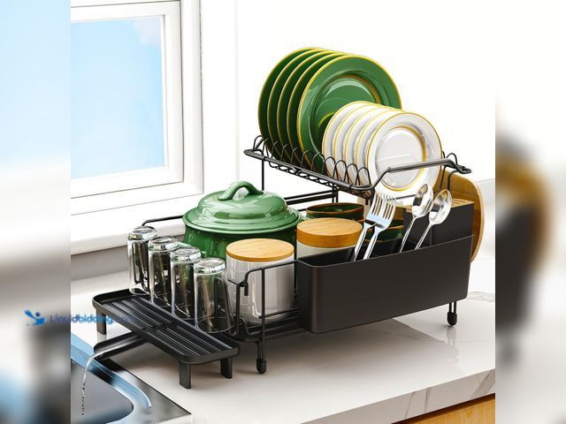 Lot 49-5416003 - Runnatal Large Dish Drying Rack with Drainboard Set, Stainless Steel Detachable 2-in-1 Large-Capacit...