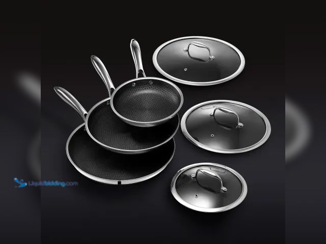 Lot 49-1523912 - Uselock Hybrid Nonstick 6-Piece Fry Pan Set, 8, 11, and 12-Inch Frying Pans with Tempered Glass Lids...
