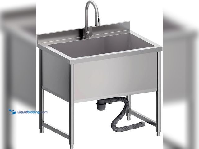 Lot 49-3532460 - Stainless Steel Commercial Restaurant Sink, Freestanding Large Commercial Sink with Pull-out Faucet ...
