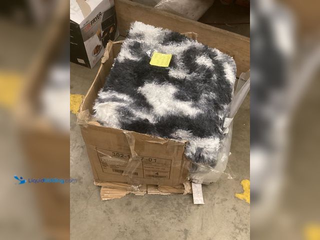 Lot 49-5488176 - Black/White/Grey Shag Style Indoor Area Rug. Has Non-Skid Backing, light padding. Slightly Used