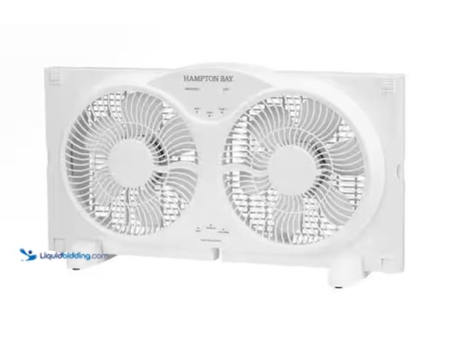 Lot 49-2006579 - Hampton Bay 9 in. 3-Speed Digital Window Fan with Remote Control in White, Model # BFC-9BR, Unused, ...