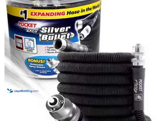 Lot 49-1522961 - Pocket Hose
Silver Bullet 3/4 in. Dia x 75 ft. Lightweight Kink-Free Expandable Water Garden Hose, ...