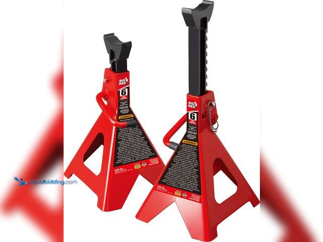 Lot 49-5410366 - BIG RED T46002A Torin Steel Jack Stands: Double Locking, 6 Ton (12,000 lb) Capacity, Red, 1 Pair. [A...