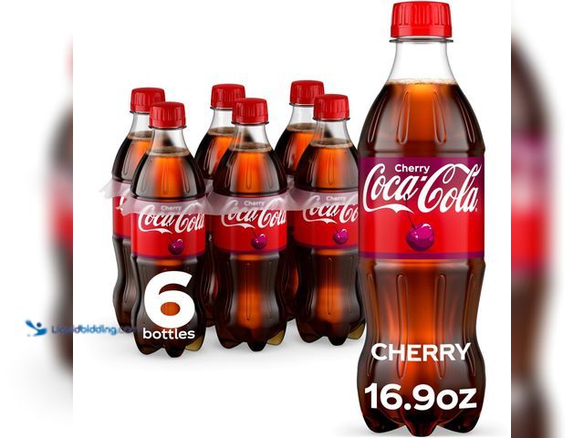 Lot 49-3564106 - Coca-Cola Cherry Soda Soft Drink Bottles, 16.9 fl oz, 6 Pack (New