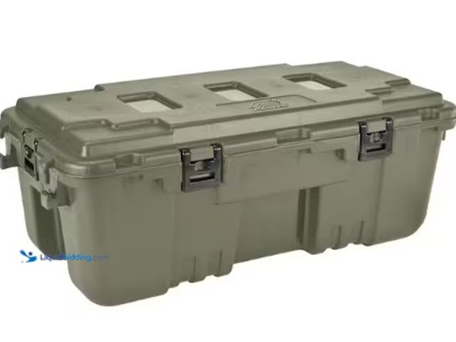 Lot 49-3631070 - Plano 27-Gal. Hinged Storage Box in Olive Drab, Model # 181976, Unused, Scuffs/scratches.   Ref#HD07...