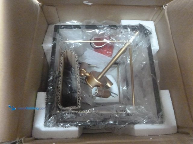 Lot 49-1518270 - Black and Gold 3 Light Metal Wire Cube Chandelier, Unused, Bulbs Not Included  Ref#HD0724