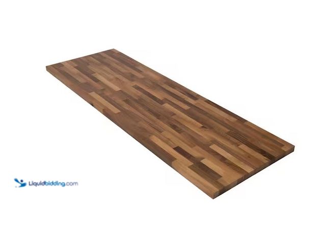 Lot 49-1579143 - HARDWOOD REFLECTIONS 8 ft. L x 25 in. D Unfinished Walnut Solid Wood Butcher Block Countertop with S...