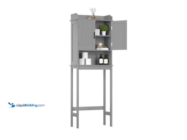 Lot 49-1631110 - VEIKOUS Bathroom Over-the-Toilet Storage with Adjustable Shelf and Doors, Dimensions: 22.4-in x 66.9...