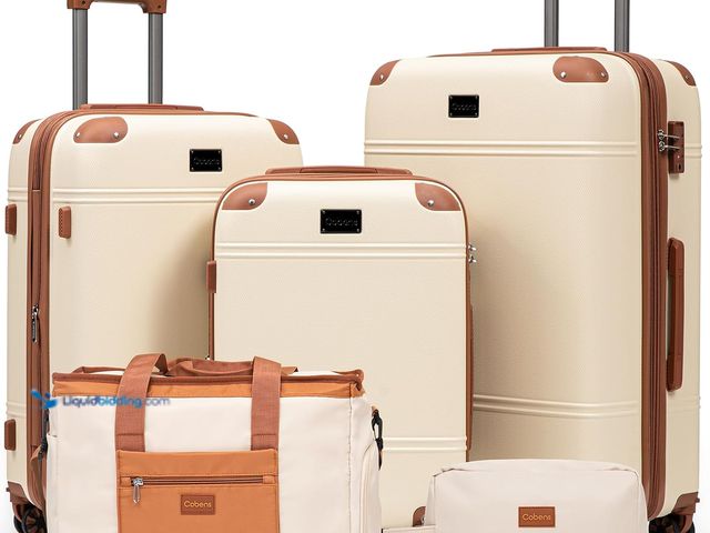 Lot 49-3566704 - Expandable Luggage Sets 5 Piece with Detachable Spinner Wheels and TSA Lock,ABS Hard Case Suitcases ...
